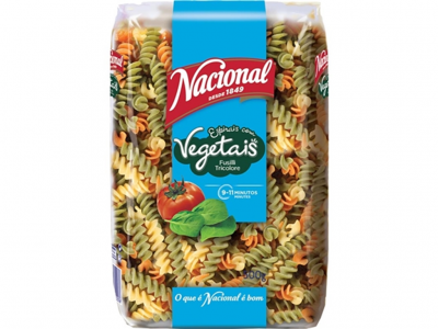 MASSA NACIONAL ESPIRAIS COM VEGETAIS 500 GR