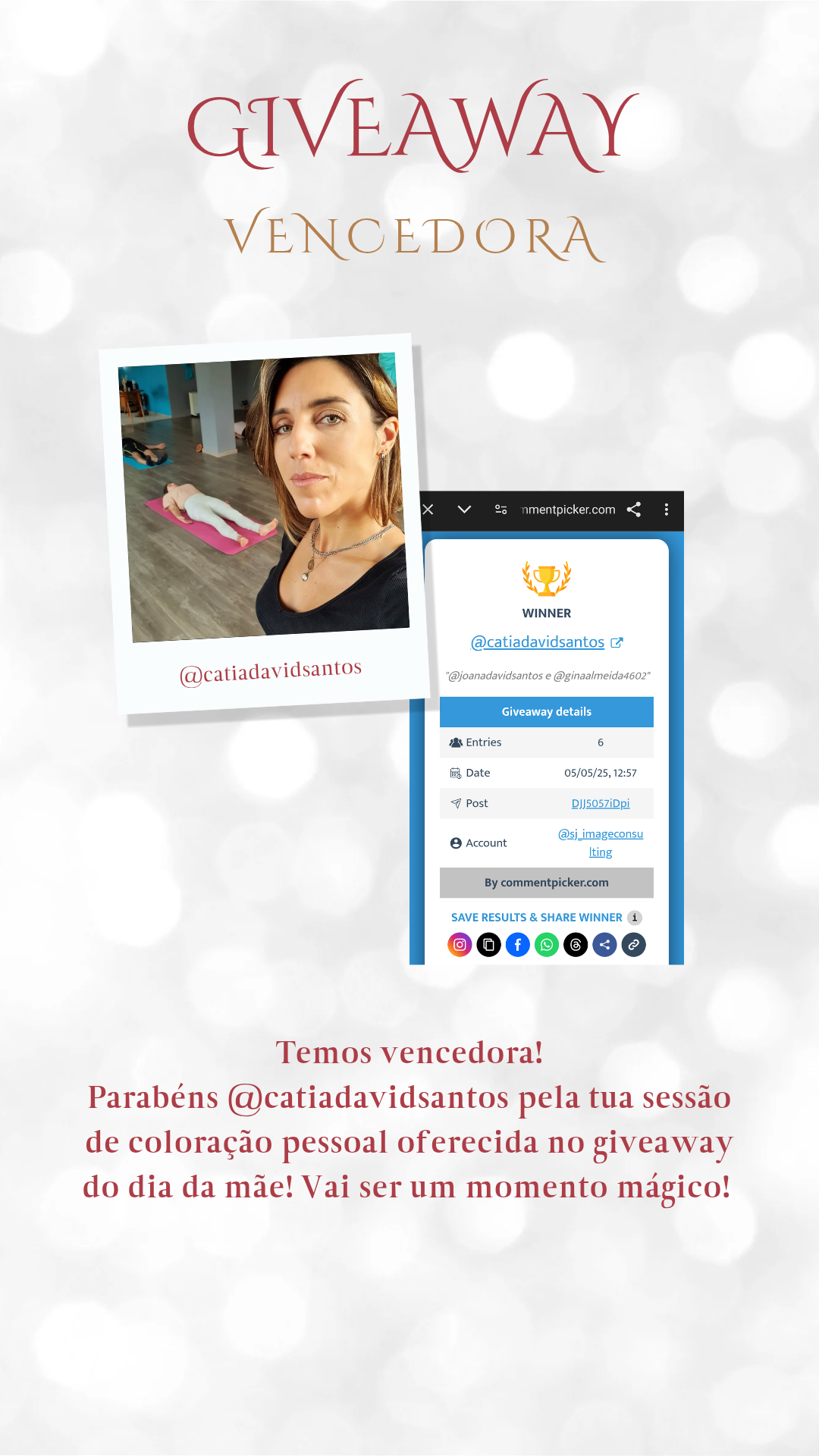Vencedora GIVEAWAY Vencedora GIVEAWAY