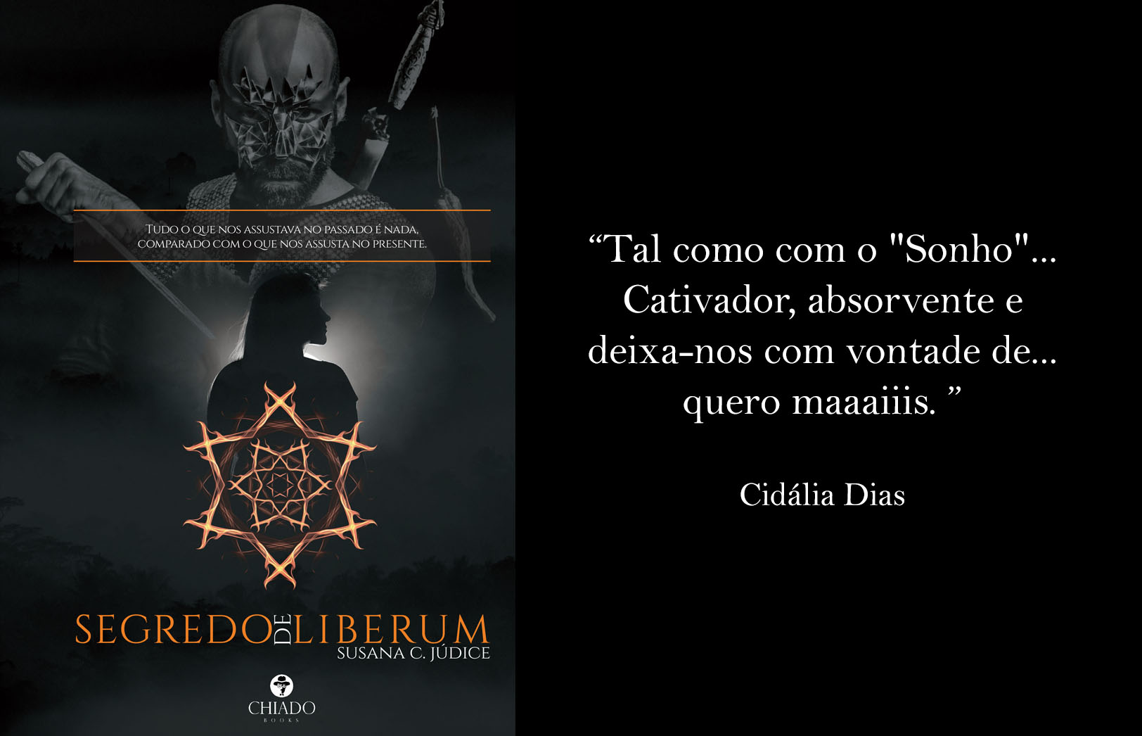 Opiniões de Leitores Capa do livro Segredo de Liberum com figura humana estilizada em preto e laranja