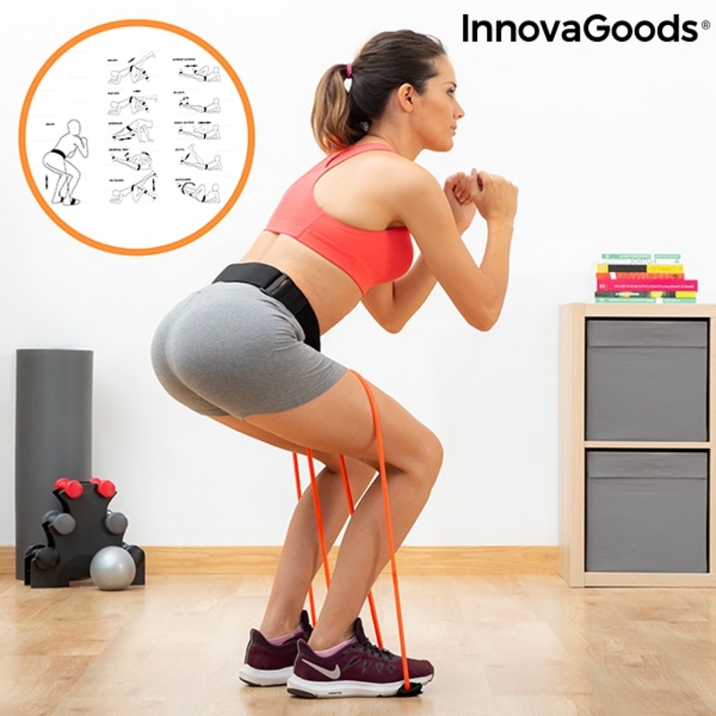 Cinto com Elásticos de Resistência para Glúteos e Guia de Exercícios Bootrainer InnovaGoods Cinto com Elásticos de Resistência para Glúteos e Guia de Exercícios Bootrainer InnovaGoods