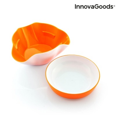 Conjunto de duas taças, cerâmica branca com borda laranja e silicone laranja ondulado