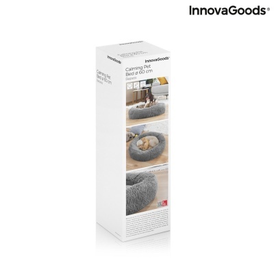 Embalagem da cama calmante para animais InnovaGoods cinzenta e circular, 60 cm