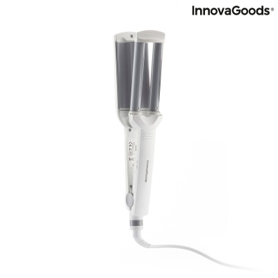 Alisador de cabelo InnovaGoods branco com placas cinza e cabo elétrico