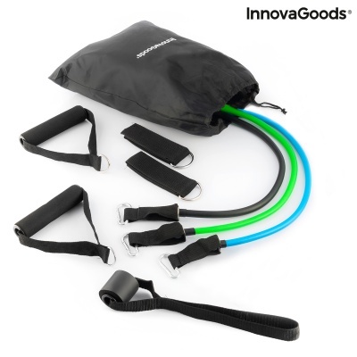 Conjunto de bandas elásticas de exercício com pegas e saco preto InnovaGoods