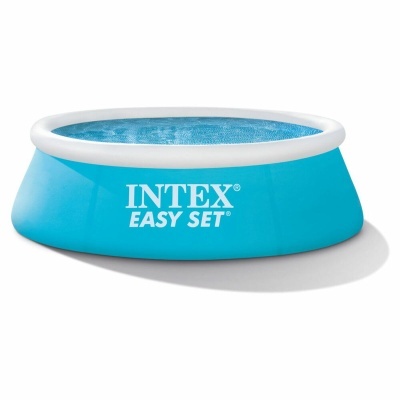 Piscina insuflável azul INTEX EASY SET com rebordo branco