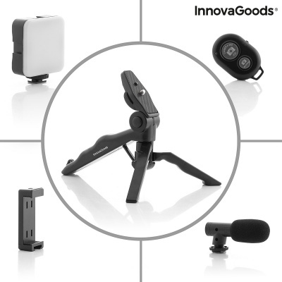 Kit Vlogging com Luz, Microfone e Comando Plodni InnovaGoods 6 Peças