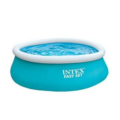 Piscina insuflável azul claro com borda branca e texto INTEX EASY SET