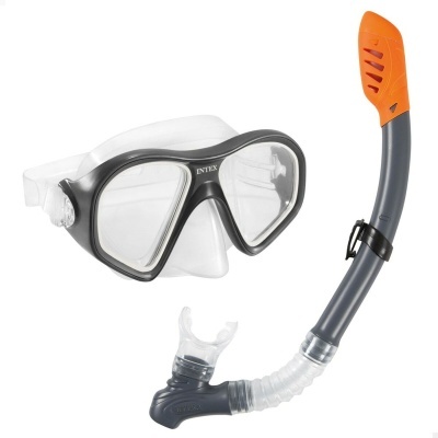 Máscara de mergulho INTEX com snorkel laranja e preto