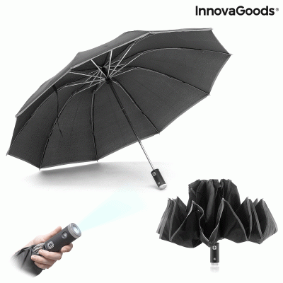 Guarda-chuva preto InnovaGoods com luz LED integrada