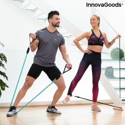 Conjunto de Elásticos de Resistência com Acessórios e Guia de Exercícios Tribainer InnovaGoods 3 Unidades