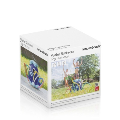 Caixa branca do brinquedo Water Sprinkler Toy em formato de polvo colorido para brincar com água no jardim.