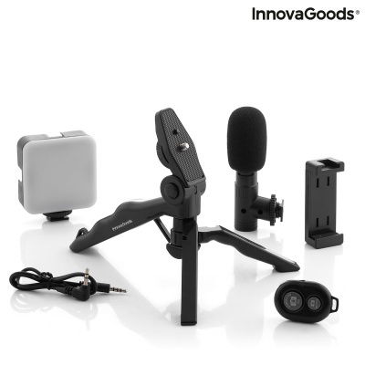 Kit Vlogging com Luz, Microfone e Comando Plodni InnovaGoods 6 Peças