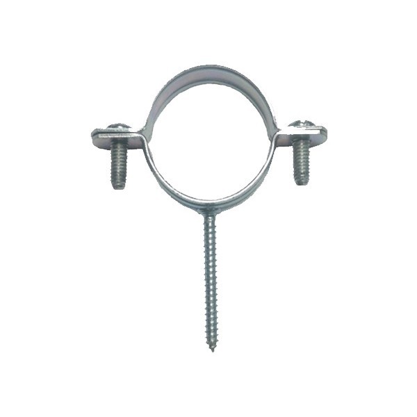 Abraçadeira metálica circular com parafusos e prego fixo
