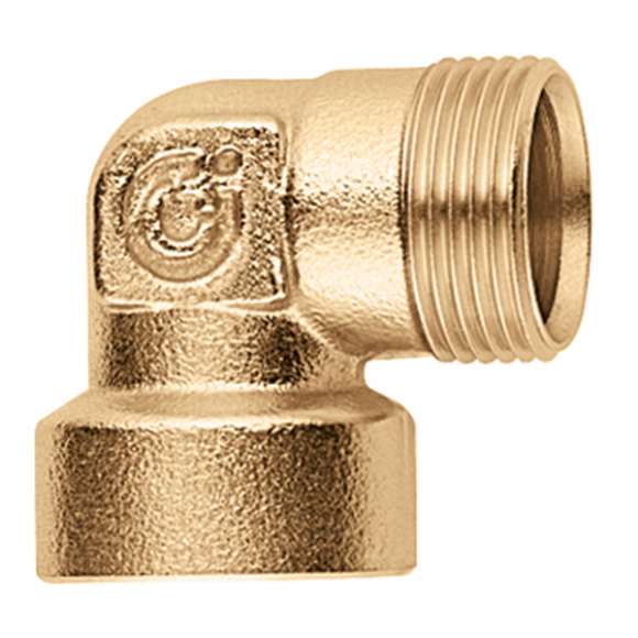 Conetor de latão em ângulo 90 graus com roscas