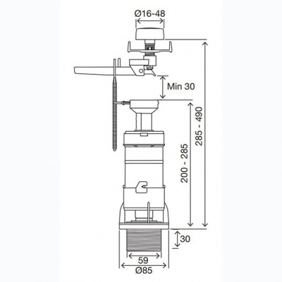 OLI Válvula de Descarga Simples , Push Eco, Ø16-50, 501021