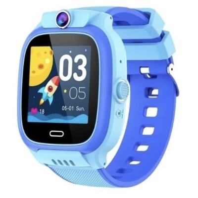 Relógio inteligente azul com bracelete ecrã digital colorido