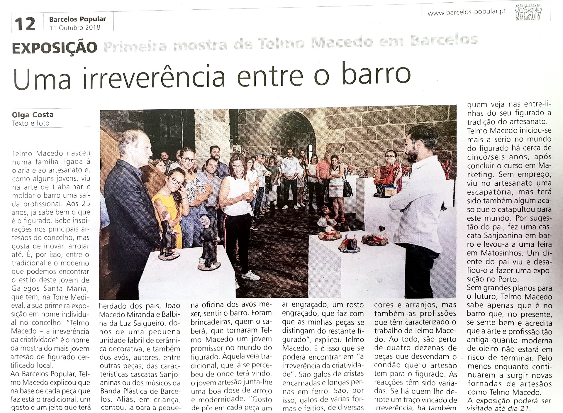 Exposição - Primeira mostra de Telmo Macedo em Barcelos