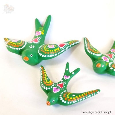 Conjunto de 3 andorinhas com cores tradicionais - Verde