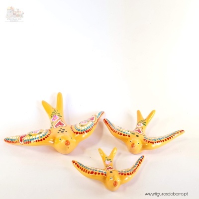 Conjunto de 3 andorinhas com cores tradicionais - Amarelas