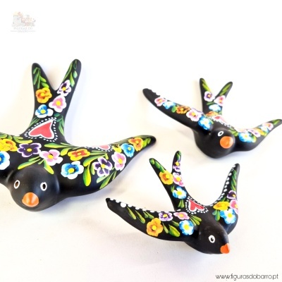 Conjunto de 3 andorinhas com cores tradicionais - Pretas