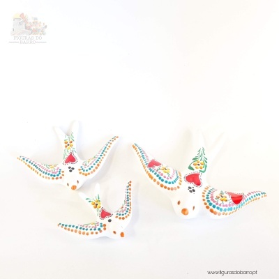 Conjunto de 3 andorinhas com cores tradicionais - Brancas