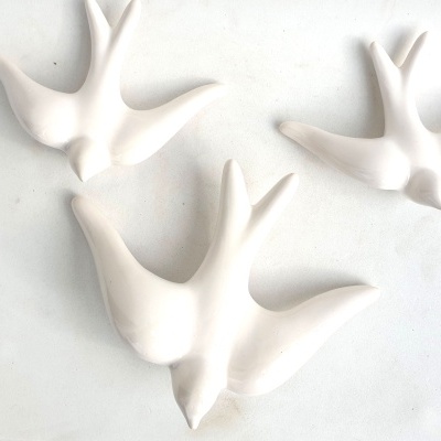 Conjunto 3 Andorinhas Vidradas Brancas