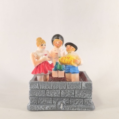 Trio a pisar uvas no lagar