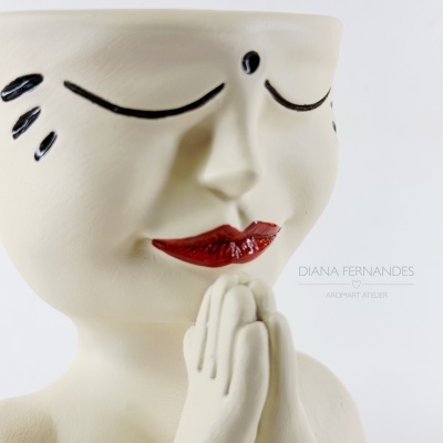 Jarra mini cerâmica com rosto