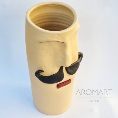Mustache ceramic jar