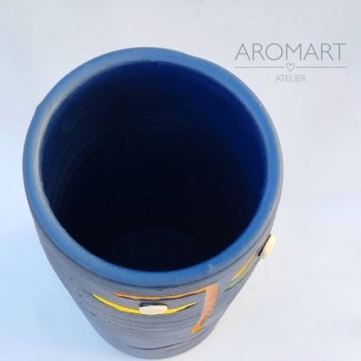 Jarra com rosto abstrato - Azul Petróleo