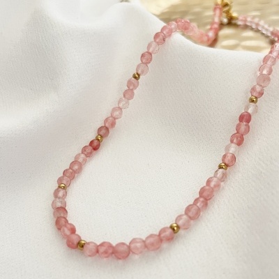 Colar pedras naturais - rosa