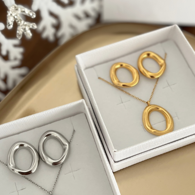 Conjunto Ophelia (médio) - prateado/dourado