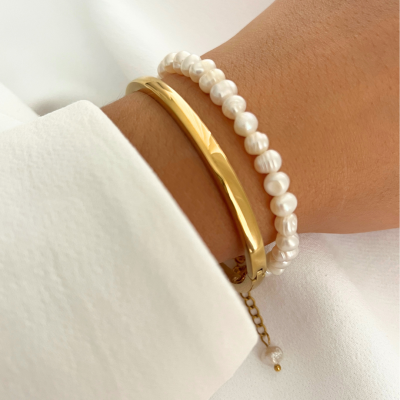 Pulseira Escrava/Pulseira Pérolas água