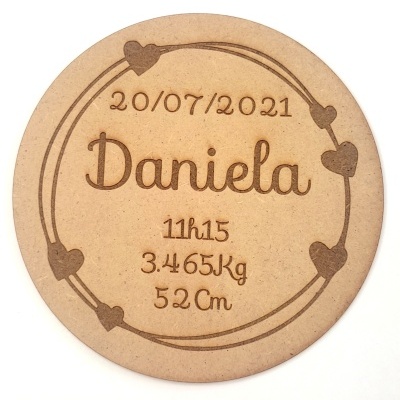 Placas de Nascimento corações