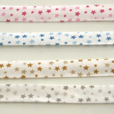 Fita de Viés 18mm estrelas fundo branco