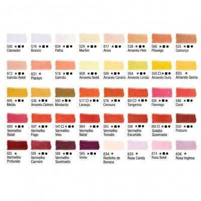 Tinta Acrilex de Tecido Fosca Cor 500 a 799