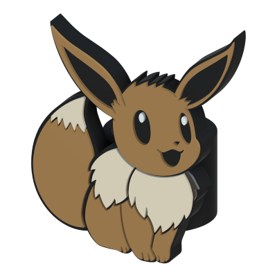 Figura de Eevee castanha com olhos grandes e pelo branco