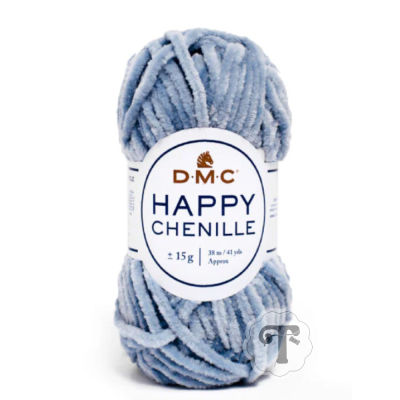 Novelo de lã azul claro da marca DMC Happy Chenille