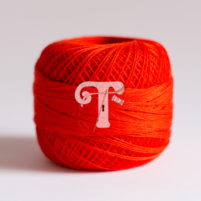 Bobine de linha laranja vibrante com ícone branco 'T' sobreposto