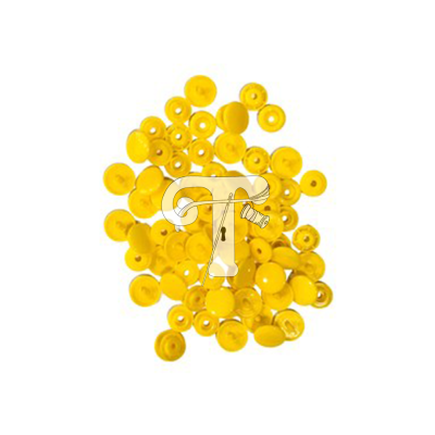 Botões amarelos variados sobre fundo branco