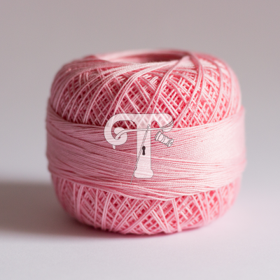 Novelo de linha cor-de-rosa com textura fina e enrolada
