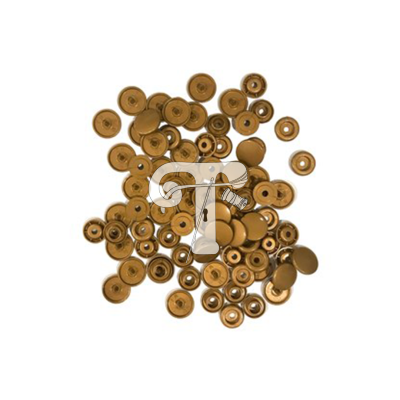 Rebites metálicos dourados redondos com furo central