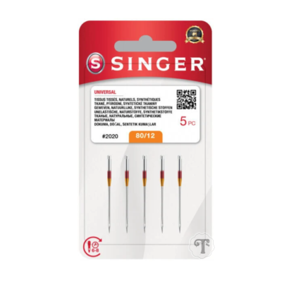 Pacote de 5 agulhas universais Singer para máquina de costura 80/12