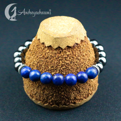 Pulseira Hematite com Lápis-Lazúli
