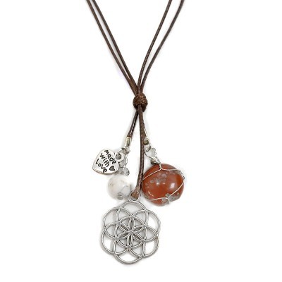 Colar Jaspe Vermelho com Flor da Vida