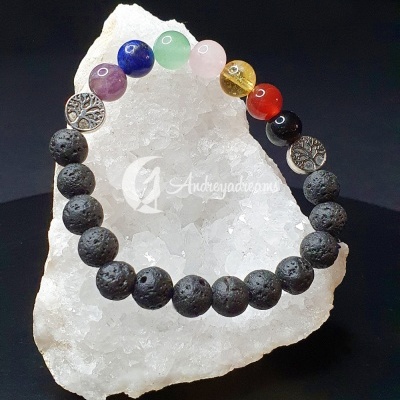 Pulseira Vulcânica 7 Chakras Árvore da Vida