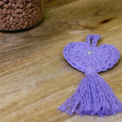 Pendente Coração em Crochê Violeta
