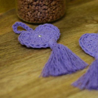 Pendente Coração em Crochê Violeta