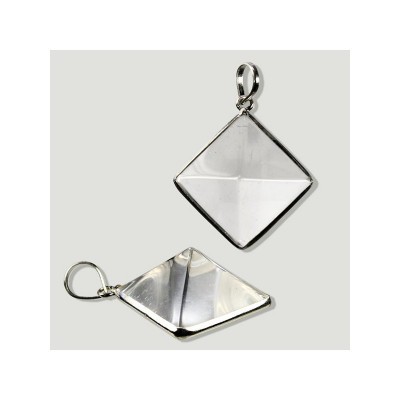 Pendente Pirâmide de Quartzo Cristal e Prata