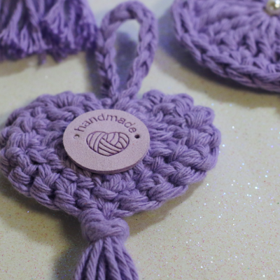 Pendente Coração em Crochê Violeta